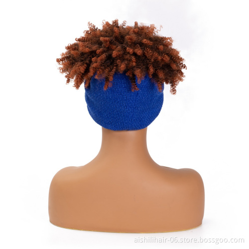 Wholesale headband wigs ombre brown to light brown kinky curly heat resistant headband synthetic hair wigs for black women